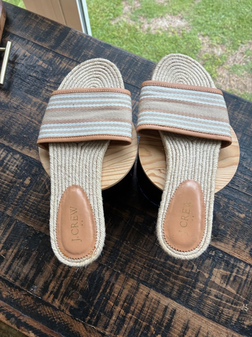 J. Crew Tan & white worn once 9